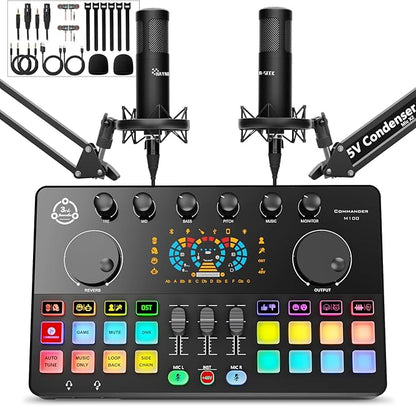 Podcast Equipment Bundle for 2, Audio Interface by Hayner-Seek