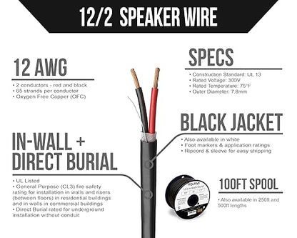 Voltive 12/2 Speaker Wire, in-Wall CL3 & Direct Burial, 100ft - Image 2