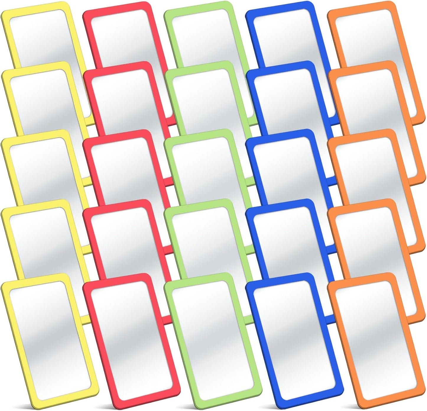 25 Pcs Small Mirrors for Kids Unbreakable Shatter Proof Mirror 6 x 4 Inches Round Corners Square Unbroken Mirrors Plastic Double Sided for Classroom DIY Craft (Bright Colors)