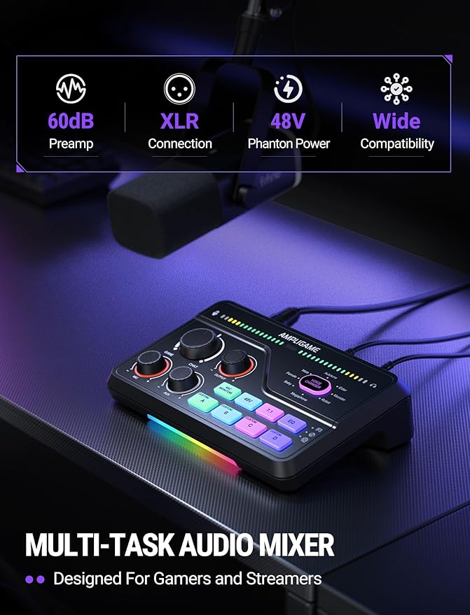 Fifine Gaming Mixer for Voice Chat and Streaming- 7.1ch Surround Sound - Image 2