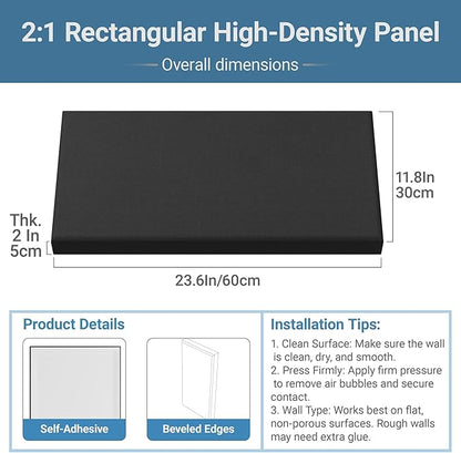 4 Pack High-Density Core with Fabric Cover Acoustic Panels – 24×12×2 In - Image 2