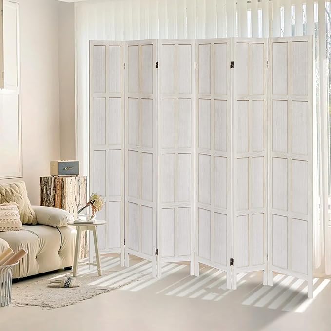 ALeesing 6 Panel Room Divider, 5.6Ft Wood Room Dividers and Folding Privacy by ALeesing