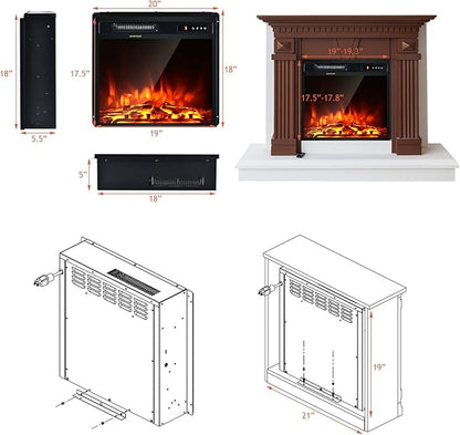 Giantex 18" Electric Fireplace Insert Heater, Wall Recessed/Mounted Fire Places - Image 5
