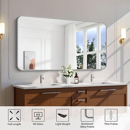 FORBATH 55x36 Inch Silver Bathroom Mirror - Image 7