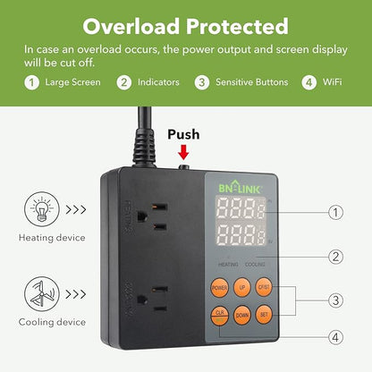 BN-LINK Smart WiFi Digital Temperature Controller Heating Cooling, Works - Image 3