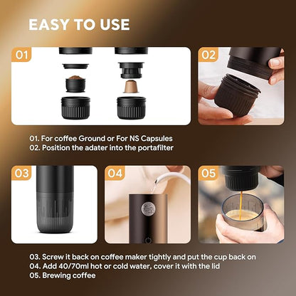 Portable 2-in-1 Coffee Maker, Portable 20 Bar Espresso Machine - Image 8