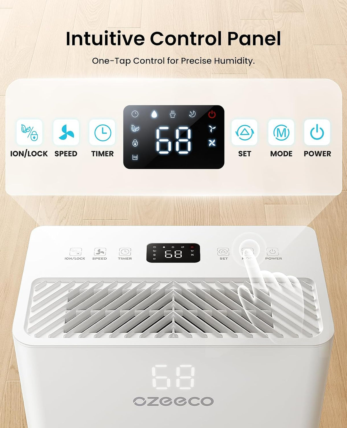 34 Pint/Day Dehumidifier for Basement with Drain Hose, 2500 Sq.Ft, 35dB
