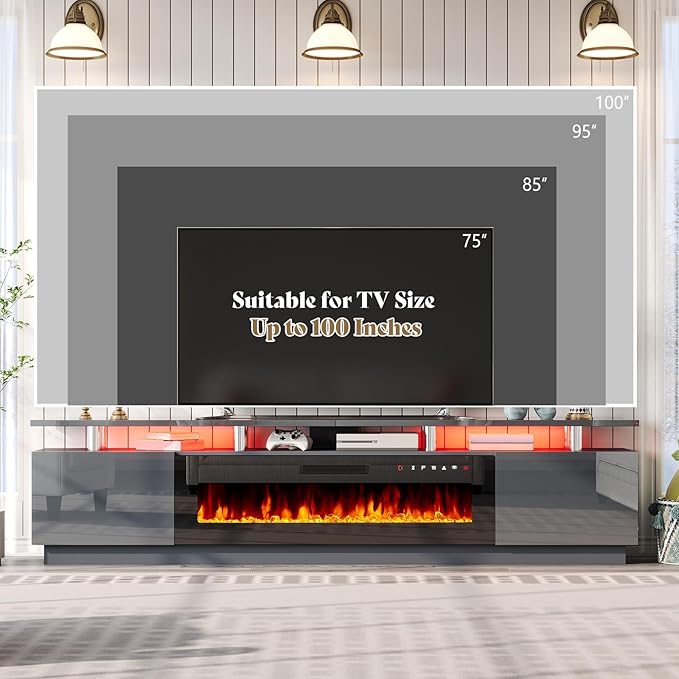 AMERLIFE 90" 2 Tier Fireplace TV Stand - Image 5