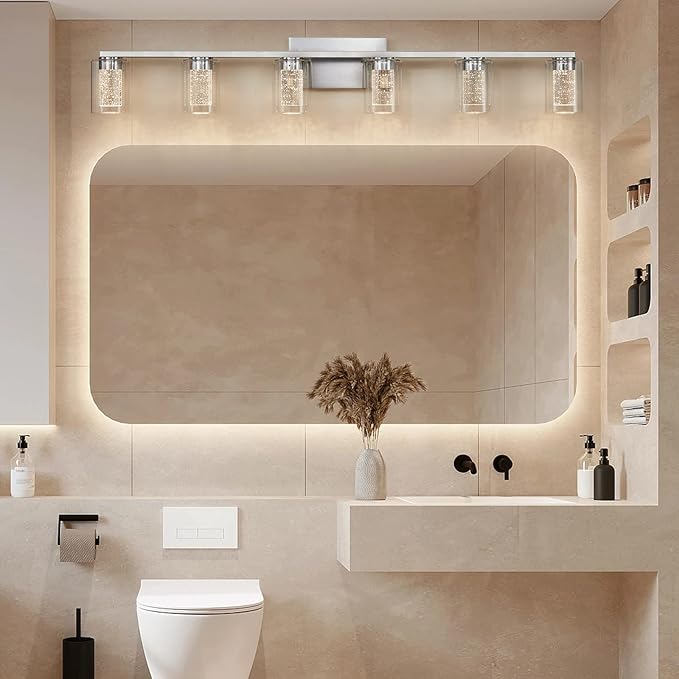 SADENICEL 6 Light Brushed Nickel Bathroom Light Fixtures, LED Vanity Lights - Image 7