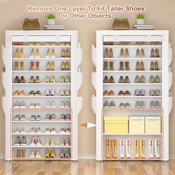 OYREL Shoe Rack 10Tier Large Capacity 50-56Pairs Beautiful Tall Shoe Shelf Free - Image 8