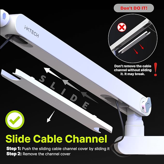 IXTECH White Microphone Boom Arm Stand Low Profile Boom Arm Adjustable Mic Stand - Image 6
