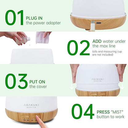 ASAKUKI Essential Oil Diffuser, 300ml Ultrasonic Aromatherapy Oil Humidifier - Image 5