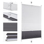 Sekey Pleated Blind Double Pleated Day+Night Blackout No Drilling Tensioned Light Protection Klemmfix 70 x 100 cm White and Grey
