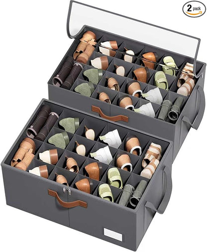 2 Pack Shoe Organizer for Closet, Foldable Shoe Storage Organizer by ISusaid