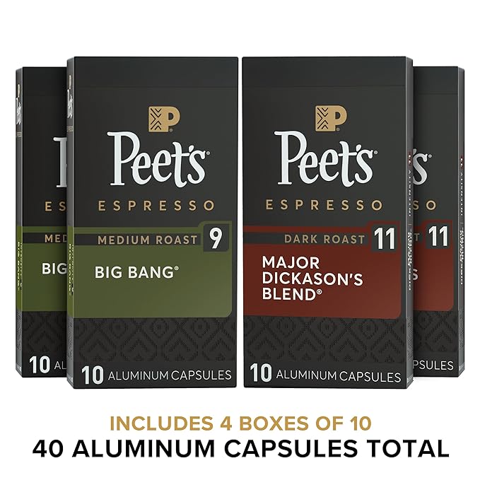 Peet's Coffee, Dark and Medium Roast Signature Blend Espresso Capsules - Image 2