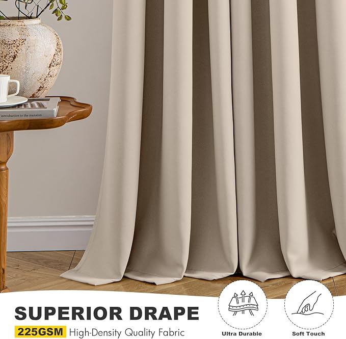MIULEE Taupe Blackout Curtains for Bedroom Living Room 63 Inches Long 2 Panels - Image 5