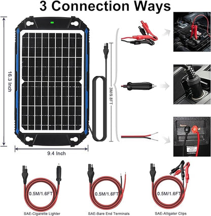SUNER POWER Waterproof 12W 12V Solar Battery Charger & Maintainer Pro, Built-in - Image 5