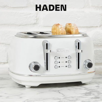 HADEN Heritage Toaster with Extra Wide Slots, Ivory & Chrome - Image 7