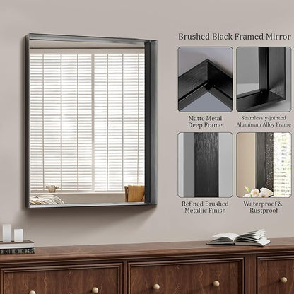 Koonmi 24x36 Inch Black Metal Framed Bathroom Mirror - Image 5