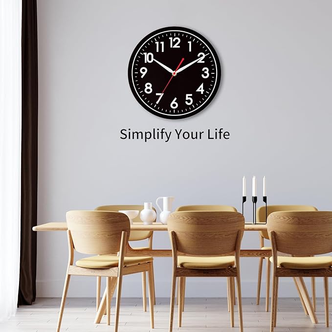 AKCISOT Wall Clock Modern Black Silent Non Ticking Wall Clocks Battery Operated - Image 7