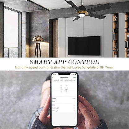 SMAAIR Smart Ceiling Fans with Lights and Remote, 52 Inch Low Profile Ceiling - Image 7