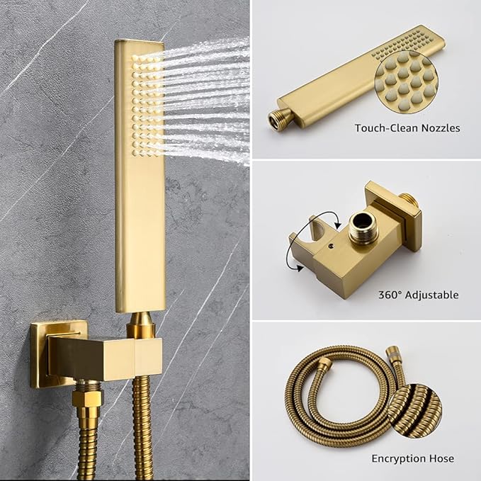 Iriber Brushed Gold Rain Shower System - Image 5