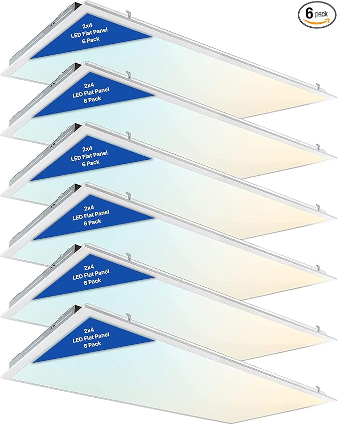 2x4 LED Flat Panel Light Drop Ceiling Office Fixture, Selectable Features by WorldSmartLED