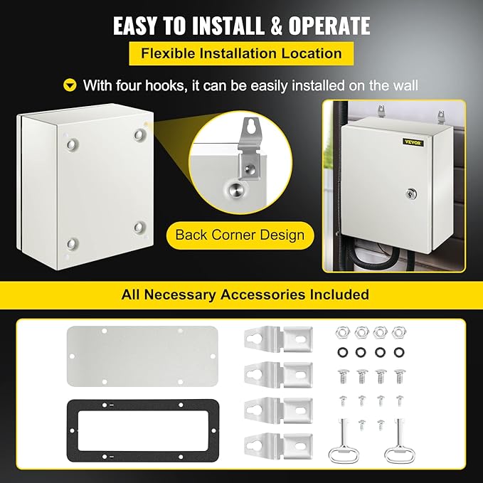 VEVOR NEMA Steel Enclosure, IP66 Waterproof & Dustproof, Outdoor/Indoor - Image 6
