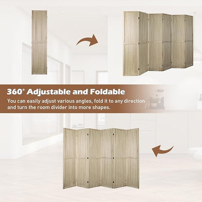 ECOMEX 6 Panel Room Divider, 5.6Ft Pegboard Display Wooden Folding Privacy - Image 5
