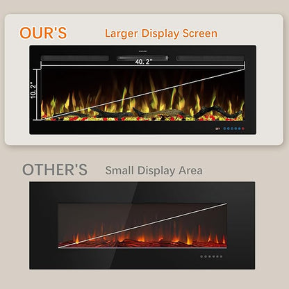 45" WiFi Electric Fireplace Inserts, Recessed and Wall Mounted Fireplace Heater - Image 7