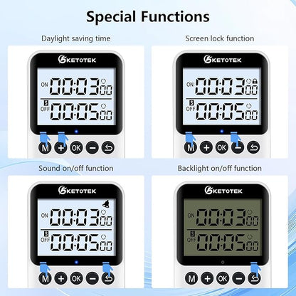 KETOTEK KTTS02 Digital Timer Outlet Plug in Timer Switch Socket Indoor Infinite - Image 6