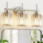 EJIAXIN 3 Light Crystal Bathroom Light Fixtures, Brushed Nickel Vanity Mirror by WelcometoEJIAXIN