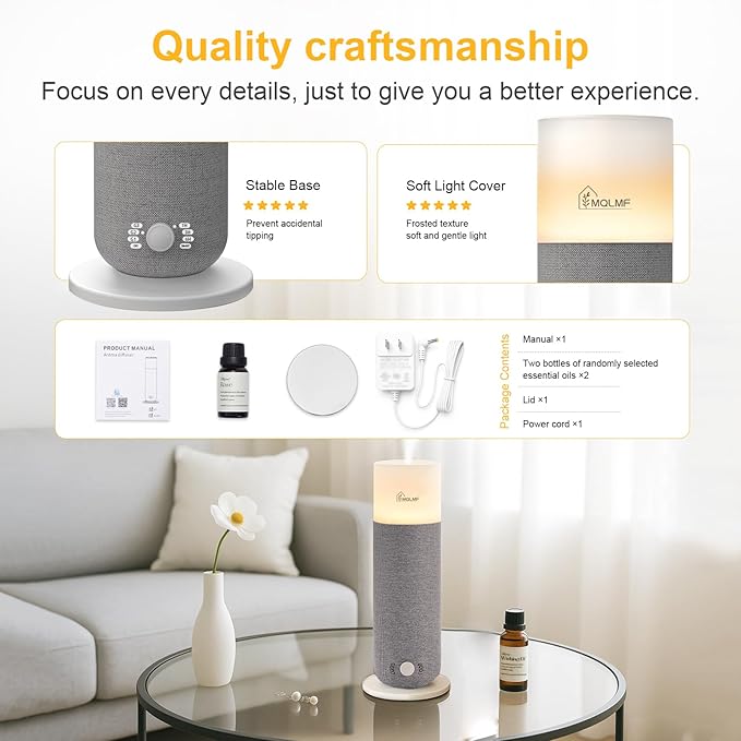 Hotel Collection Diffuser Machine, Fabric-Wrapped Design, Candlelight - Image 6