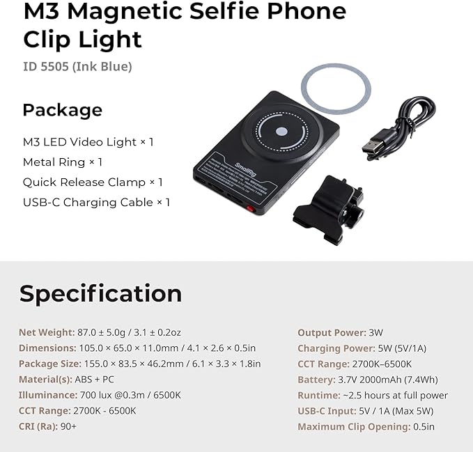 SmallRig M3 Magnetic Selfie Phone Light - Image 9