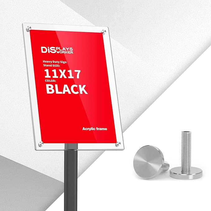 DISPLAYSWORKER Adjustable Heavy Duty Pedestal Sign holder floor Stand, acrylic - Image 6