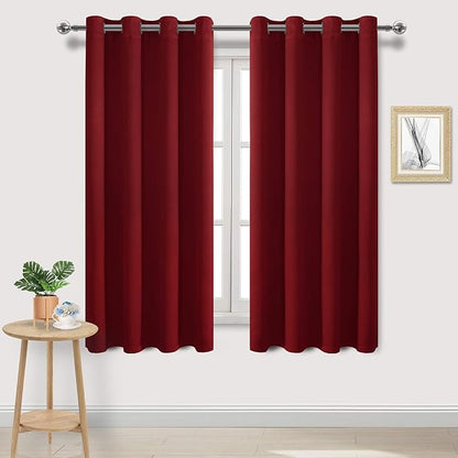 DWCN Burgundy Red Christmas Curtains 72 Inch Length, Solid Room Darkening by DWCN