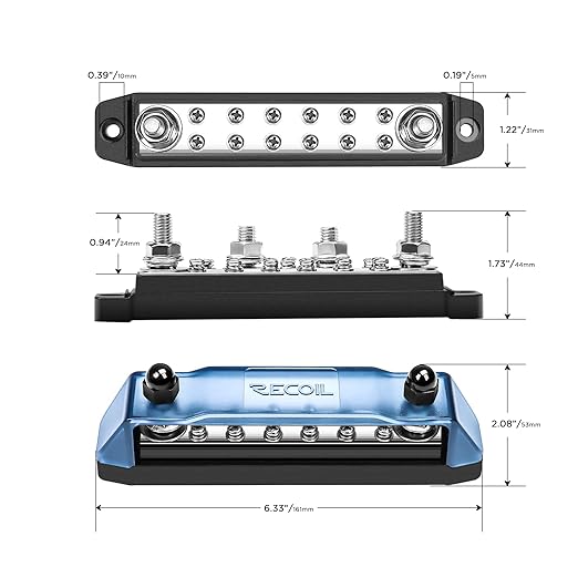 Recoil BB212P Power Distribution Block 12V 150A Dual 5/16” Studs Bus Bar - Image 6