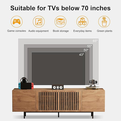 Pajiasen 70.87″ Mid Century Modern Walnut TV Stand - Image 5