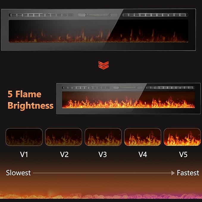 60 inch Ultra-Thin Electric Fireplace Recessed and Wall Mounted - Image 5