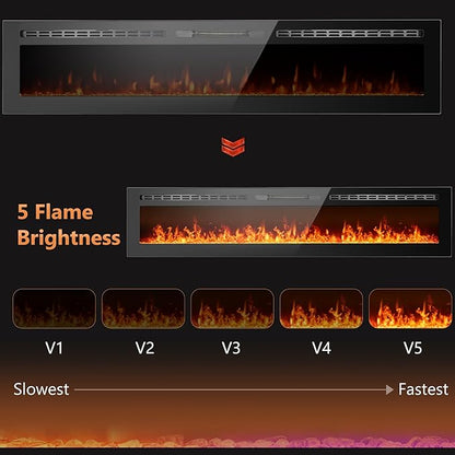 60 inch Ultra-Thin Electric Fireplace Recessed and Wall Mounted - Image 5