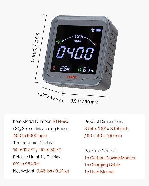 VEVOR Carbon Dioxide Monitor, CO2 Controller - Image 7
