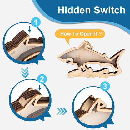 8.7 In Shark Tooth Display Case,Handmade Shark Teeth Shadow Boxes Display Cases,Wood Shark Teeth Holder,Shark Tooth Display Box,Shark Tooth Collection,Shark Decor Beach Gifts