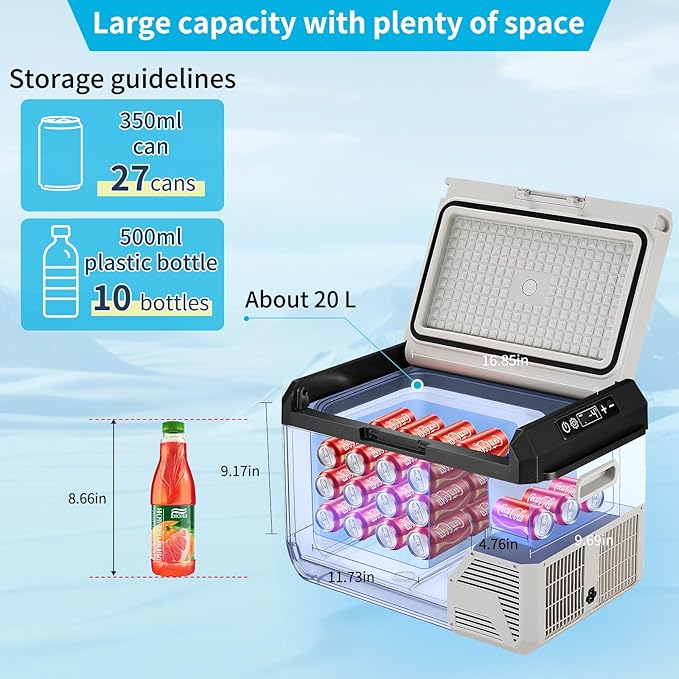 12V Car Refrigerator, 22QT Portable Freezer Compressor Cooler - Image 4