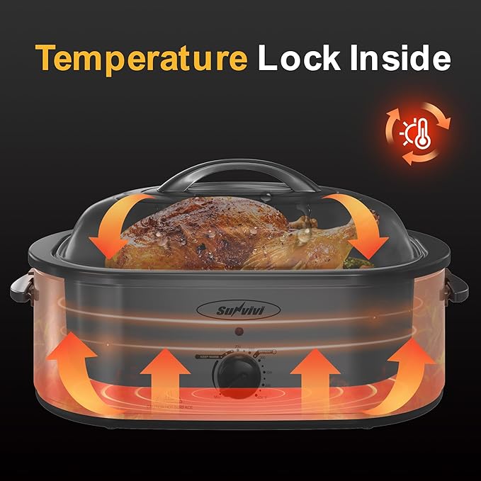 Sunvivi 24lb 20-Quart Roaster Oven, Electric Roaster Oven - Image 3