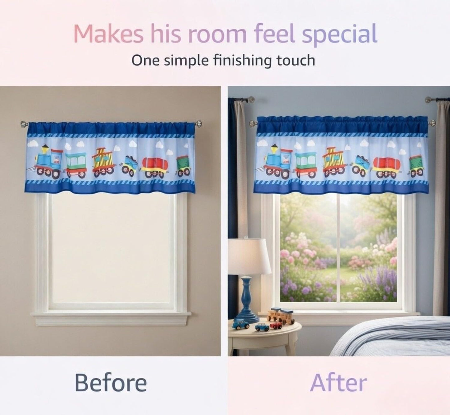 EVERYDAY KIDS Nursery Window Valance - Choo Choo Train
