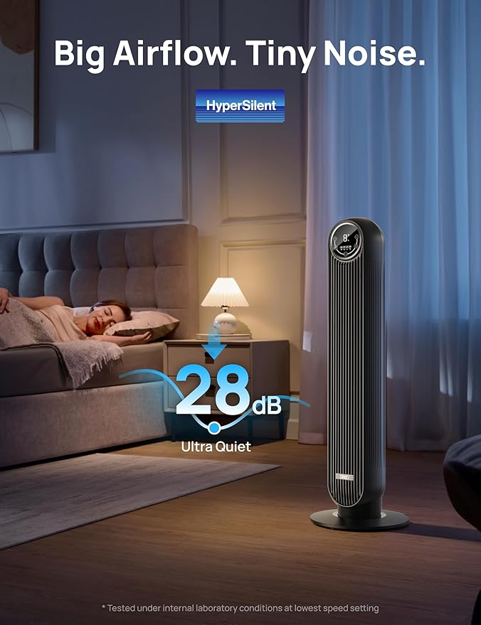 Dreo Tower Fan for Bedroom, 25ft/s Velocity Quiet Floor Fan, 90° Oscillating - Image 3