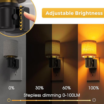 L LOHAS LED Night Lights Plug into Wall, 2 Pack Linen Fabric Cylinder Decor - Image 2