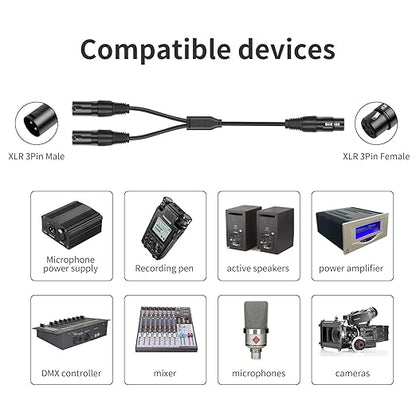 5 Pack XLR Splitter Cable, 1 Female to 2 Male, 1.5FT Stereo Mic to L&R Audio - Image 2