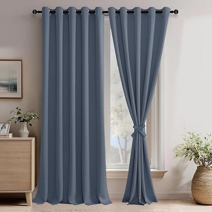 JIUZHEN Dusty Blue Blackout Curtains by JIUZHEN