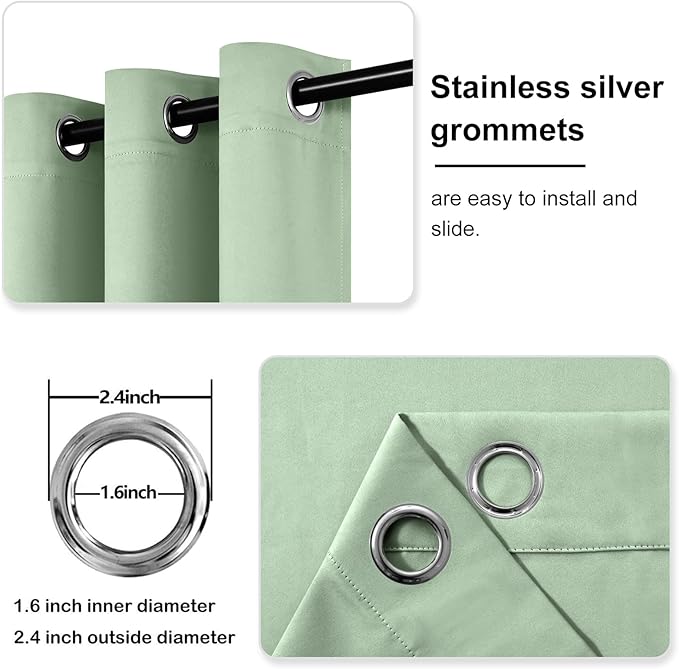 DWCN Light Green Blackout Curtains - Image 4